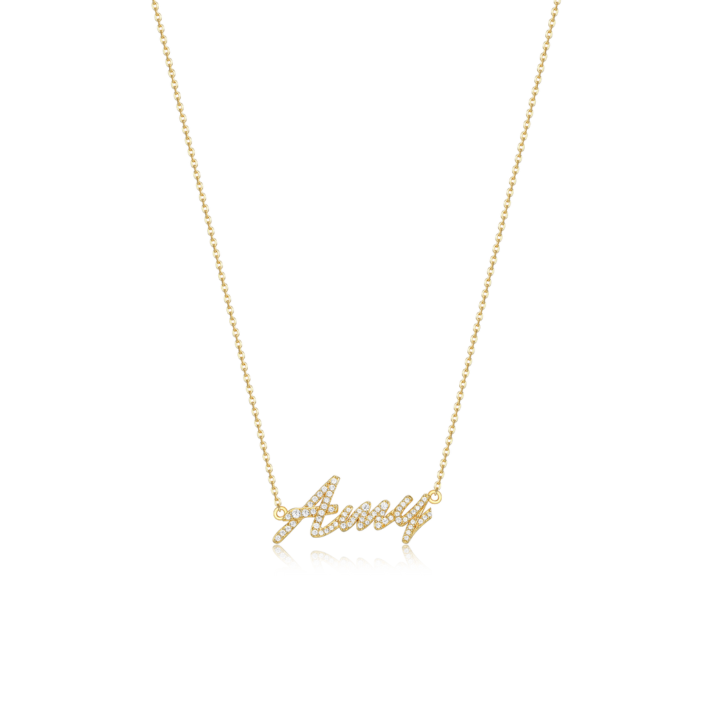 18k Gold Plated Luxe Name Necklace SN020G OPJ Studio