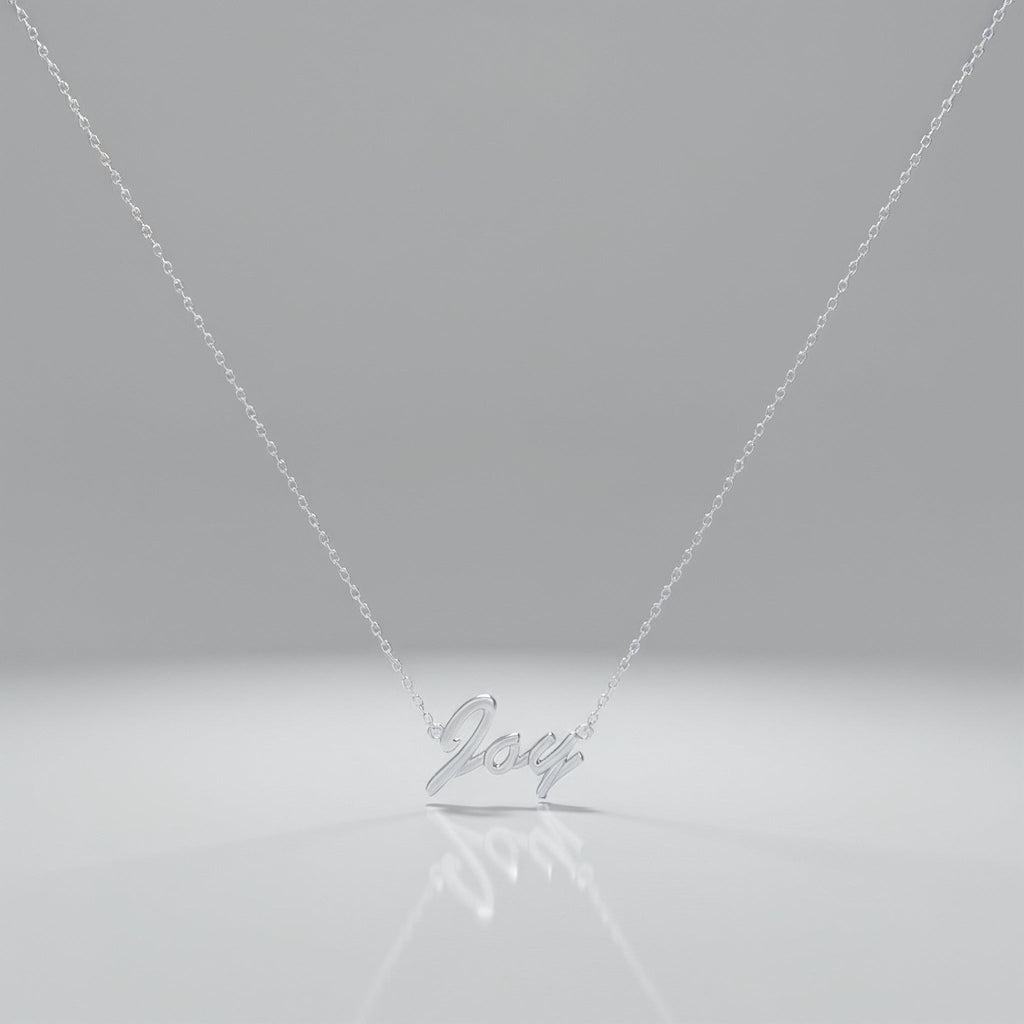 Rhodium Plated Classic Name Necklace SN020R OPJ Studio