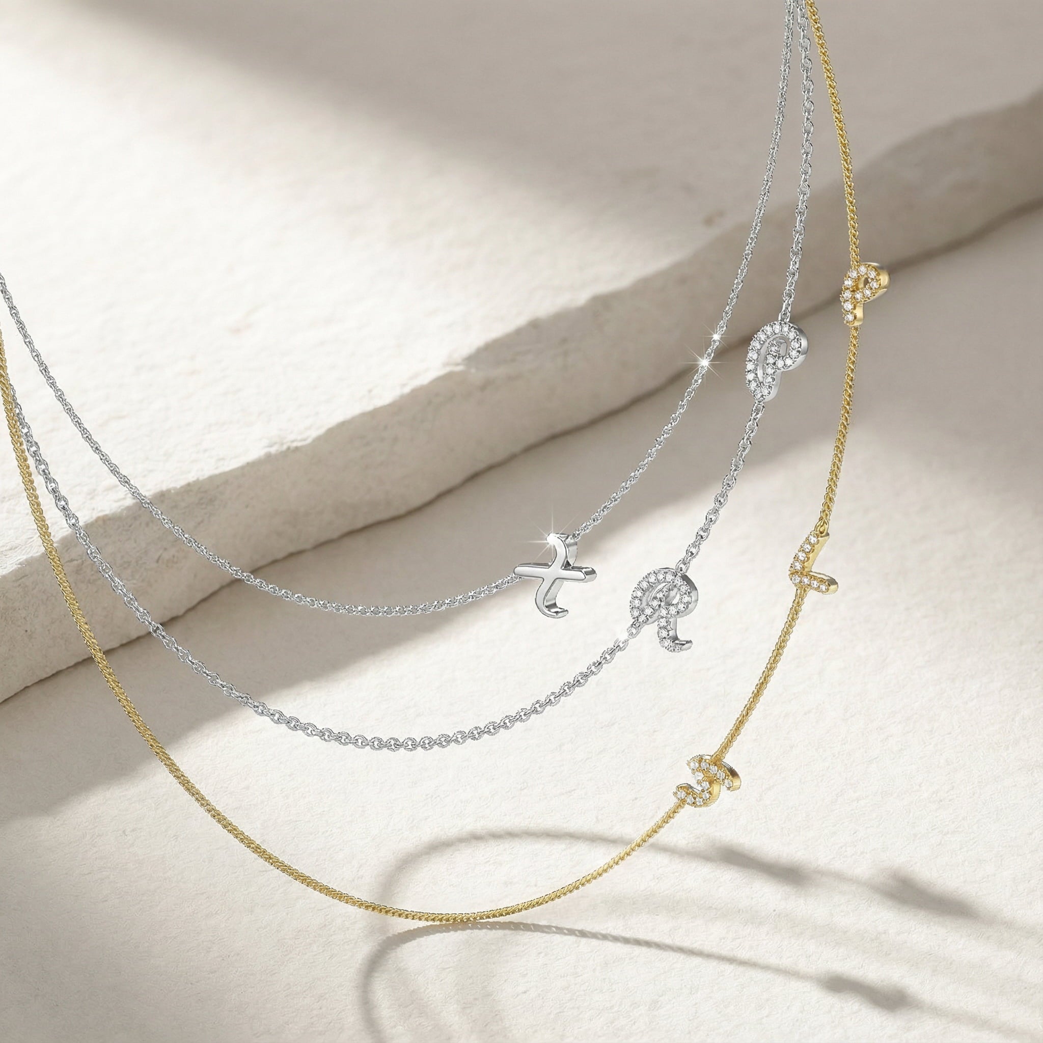 InitialLink Tilt Necklace SN024BR OPJ Studio