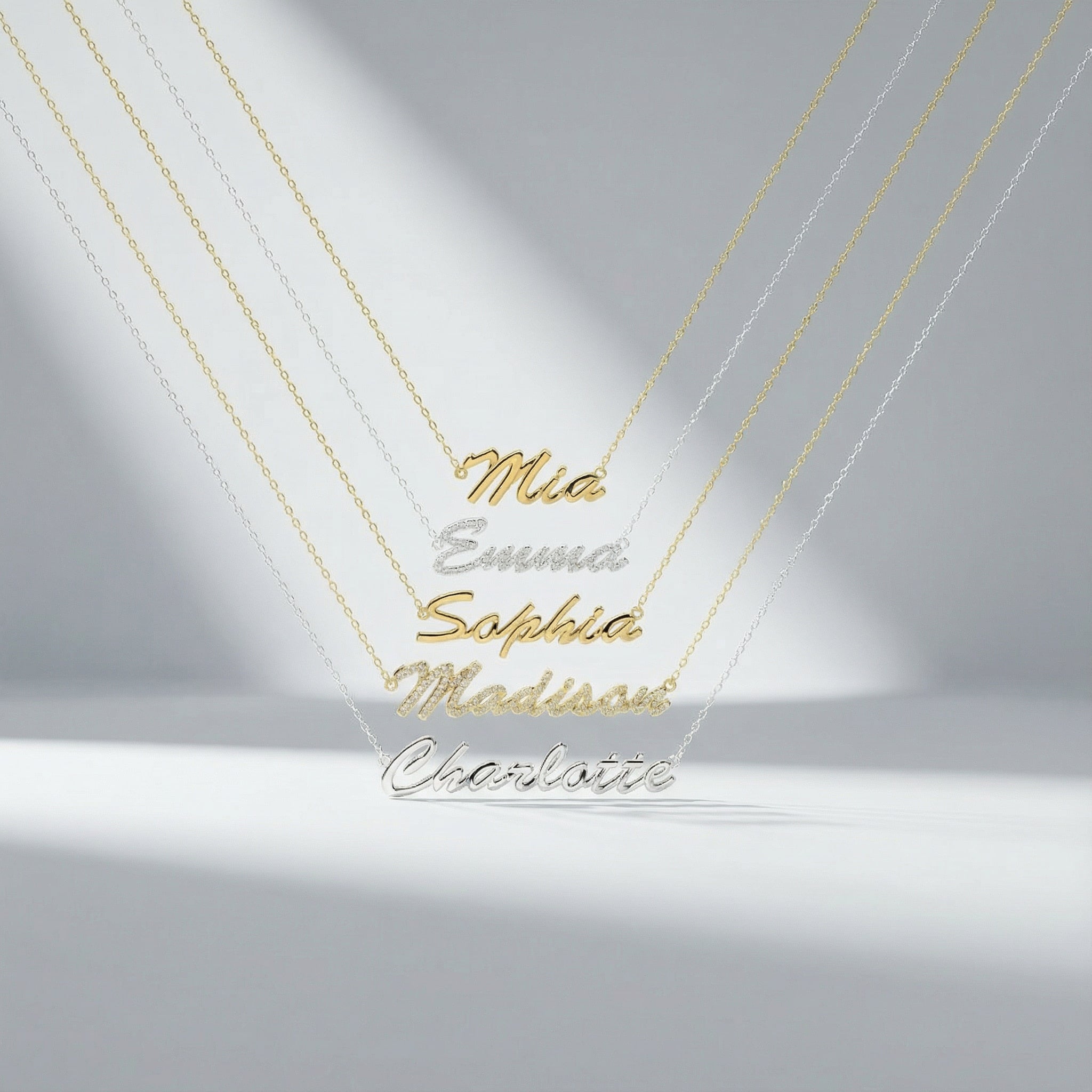 Rhodium Plated Classic Name Necklace SN020R OPJ Studio
