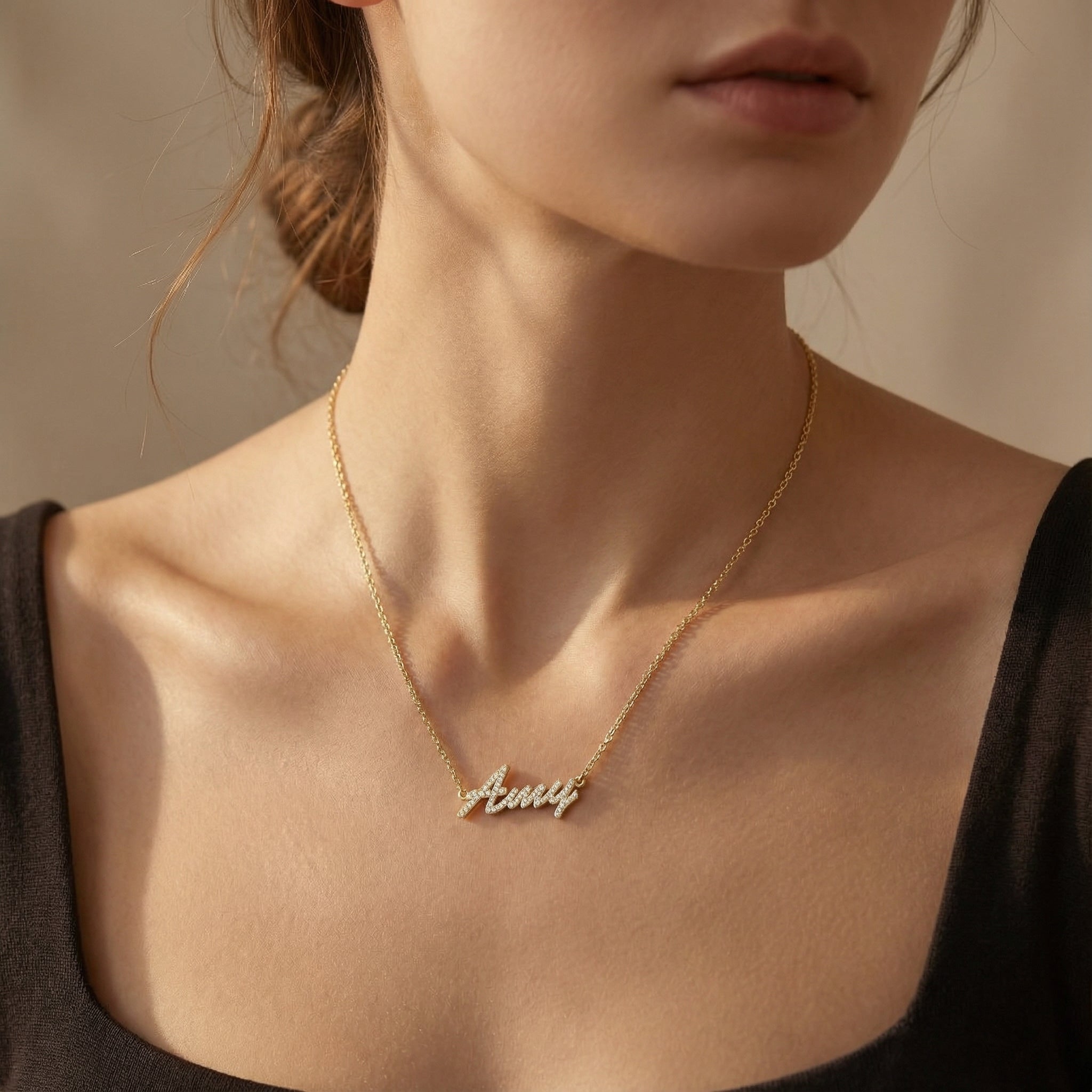 18k Gold Plated Luxe Name Necklace SN020G OPJ Studio