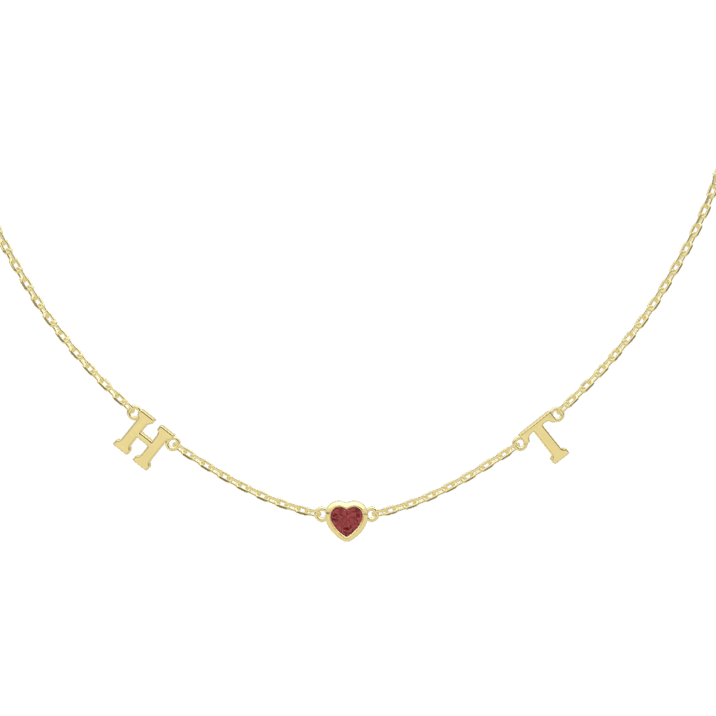 18K Gold Plated July HeartLink Birthstone Necklace SN022BR OPJ Studio