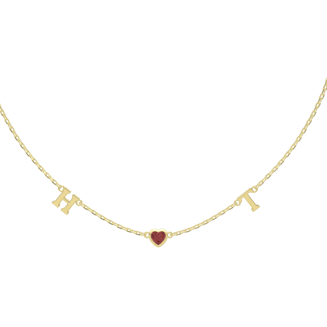 18K Gold Plated July HeartLink Birthstone Necklace SN022BR OPJ Studio