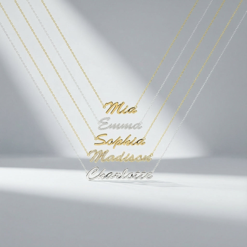 18k Gold Plated Luxe Name Necklace SN020G OPJ Studio