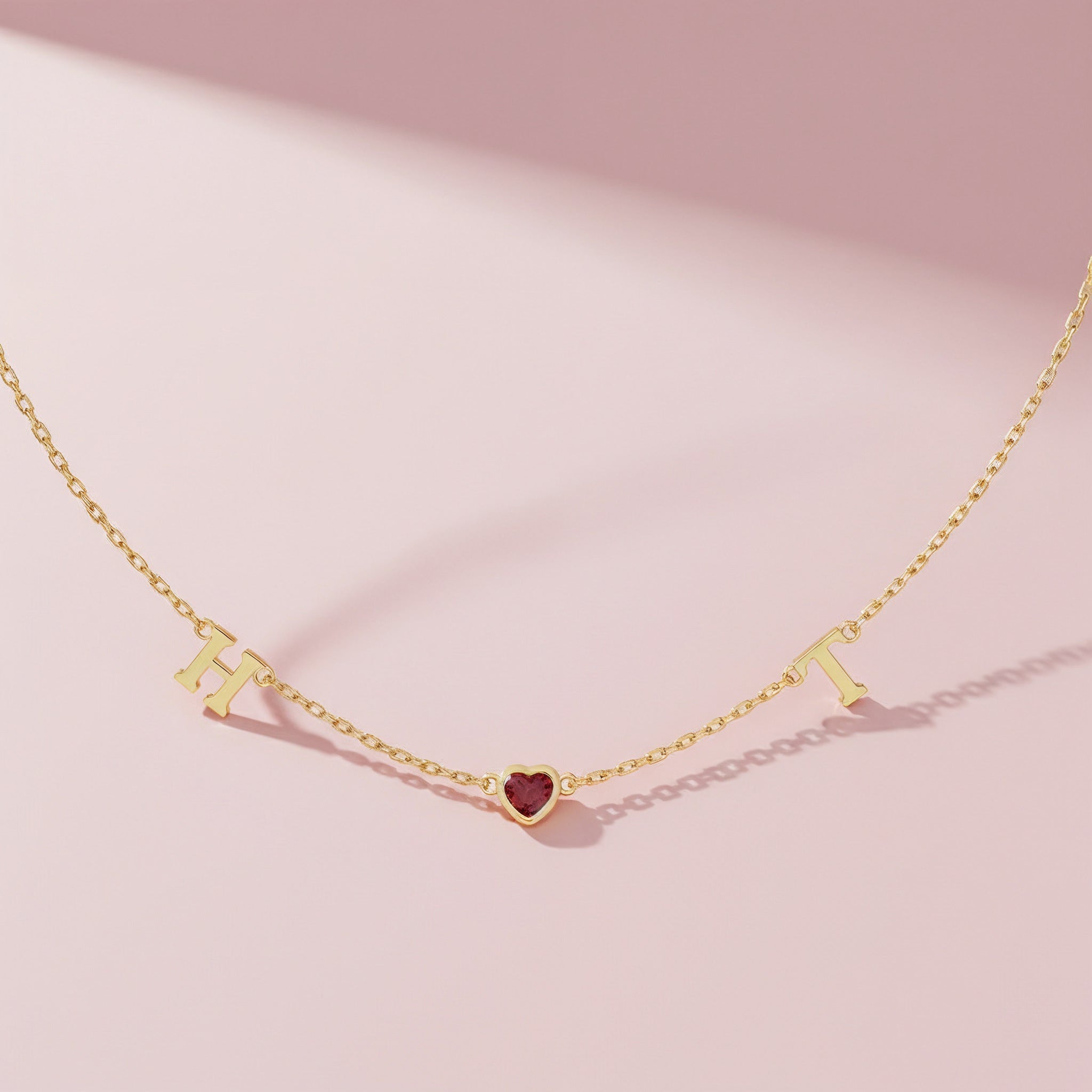 18K Gold Plated July HeartLink Birthstone Necklace SN022BR OPJ Studio