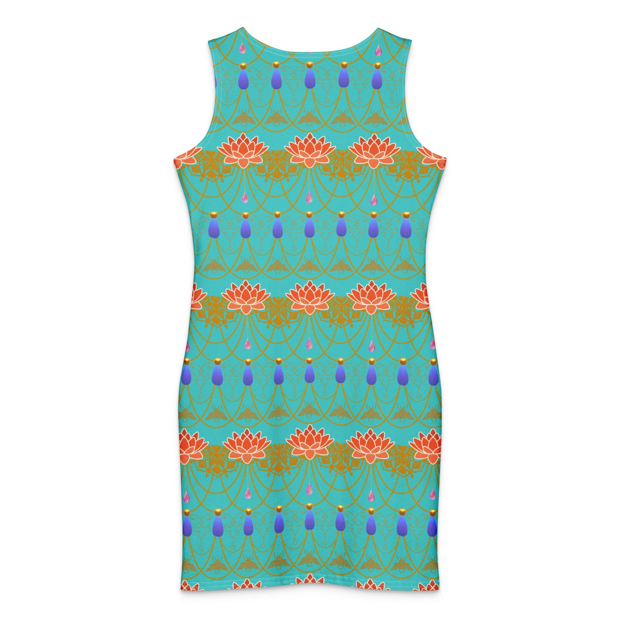 all-over-print-cotton-bodycon-dress-white-back-69fe6989a89be - Sweet Talks Tees