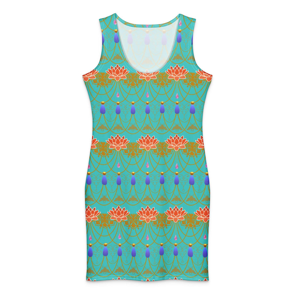 all-over-print-cotton-bodycon-dress-white-front-69fe6989a6540 - Sweet Talks Tees