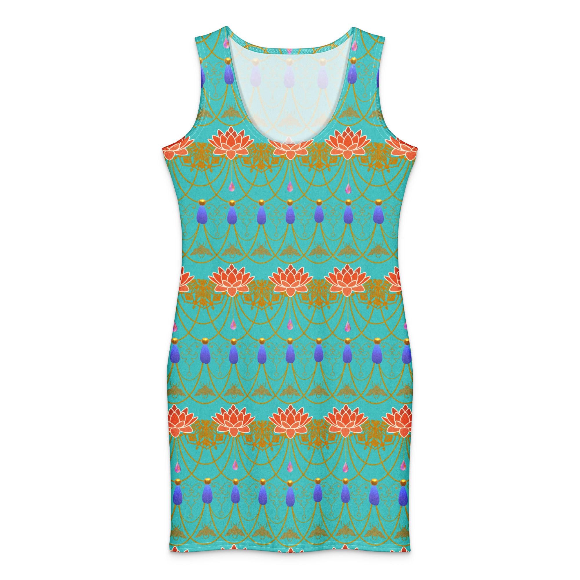 all-over-print-cotton-bodycon-dress-white-front-69fe6989a6540 - Sweet Talks Tees