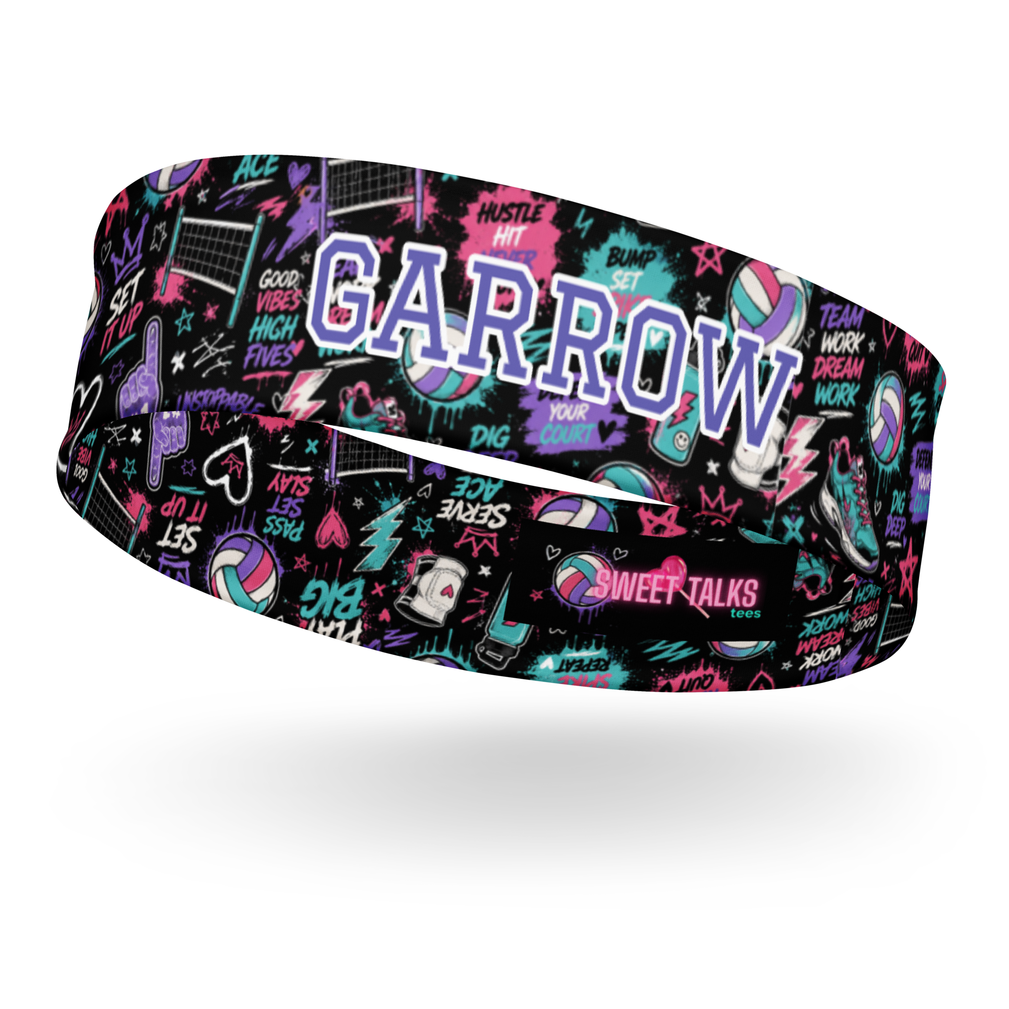 Personalized Girls Volleyball Headband Sweet Talks Tees