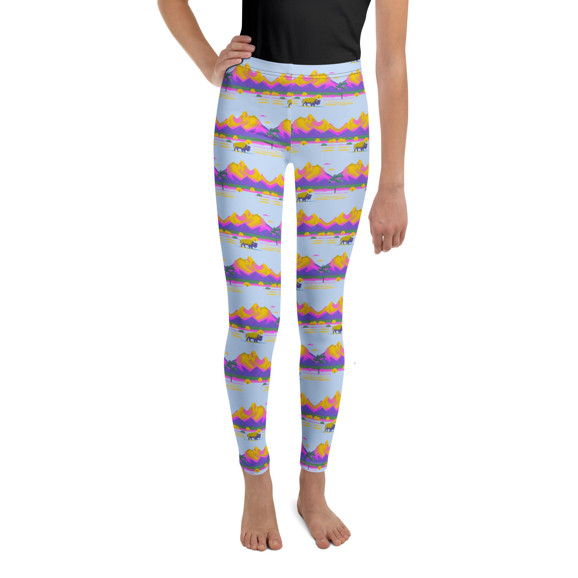 youth leggings equality state wyoming design colorful pattern