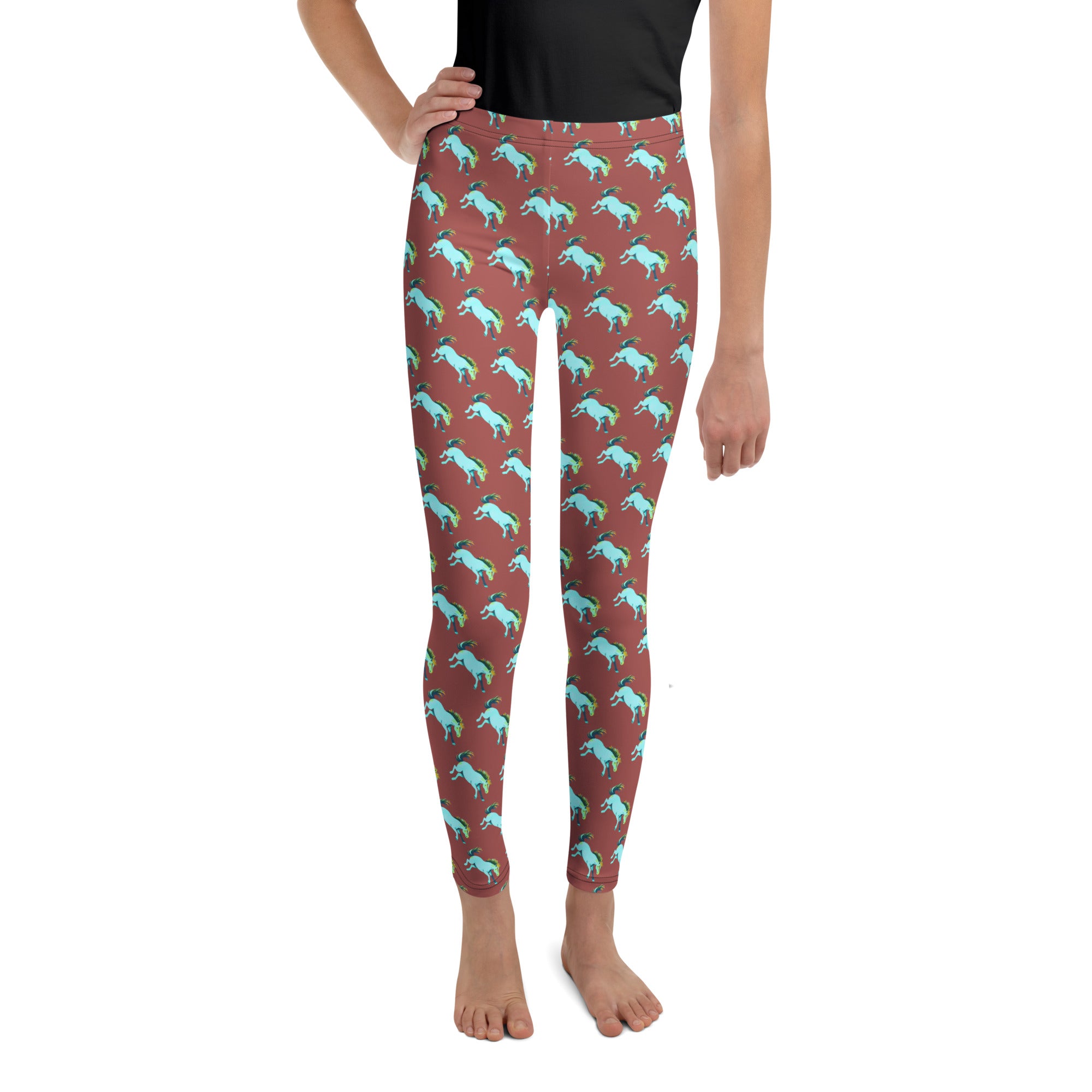 western style leggings for girls with horse pattern