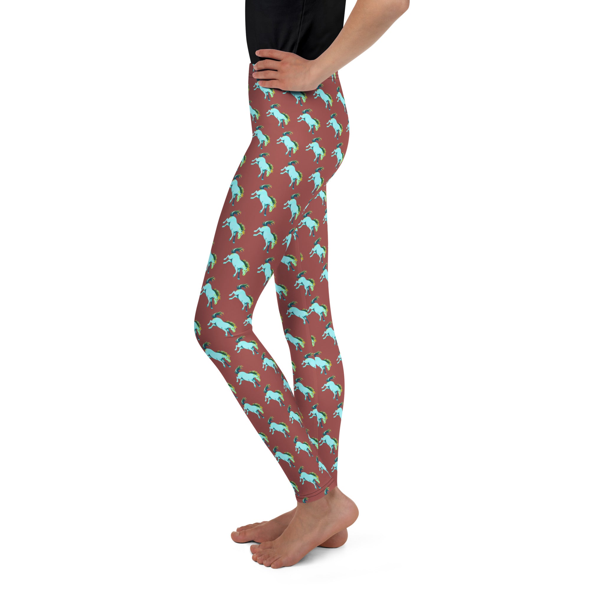 girls western leggings with horse print pattern