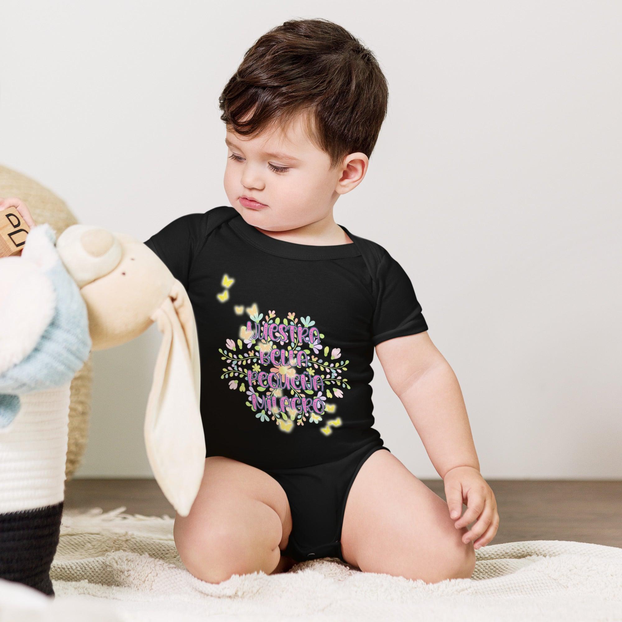 baby-short-sleeve-one-piece-black-front-69fa01f8b51b9 - Sweet Talks Tees