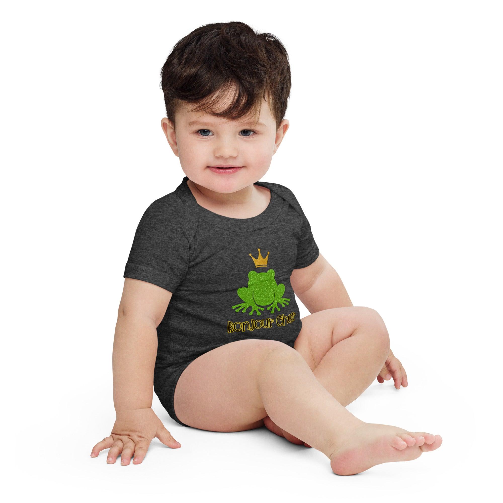 baby-short-sleeve-one-piece-dark-grey-heather-front-69fe91024ce71 - Sweet Talks Tees