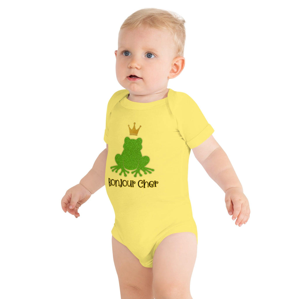 baby-short-sleeve-one-piece-yellow-front-69fe91024db4d - Sweet Talks Tees