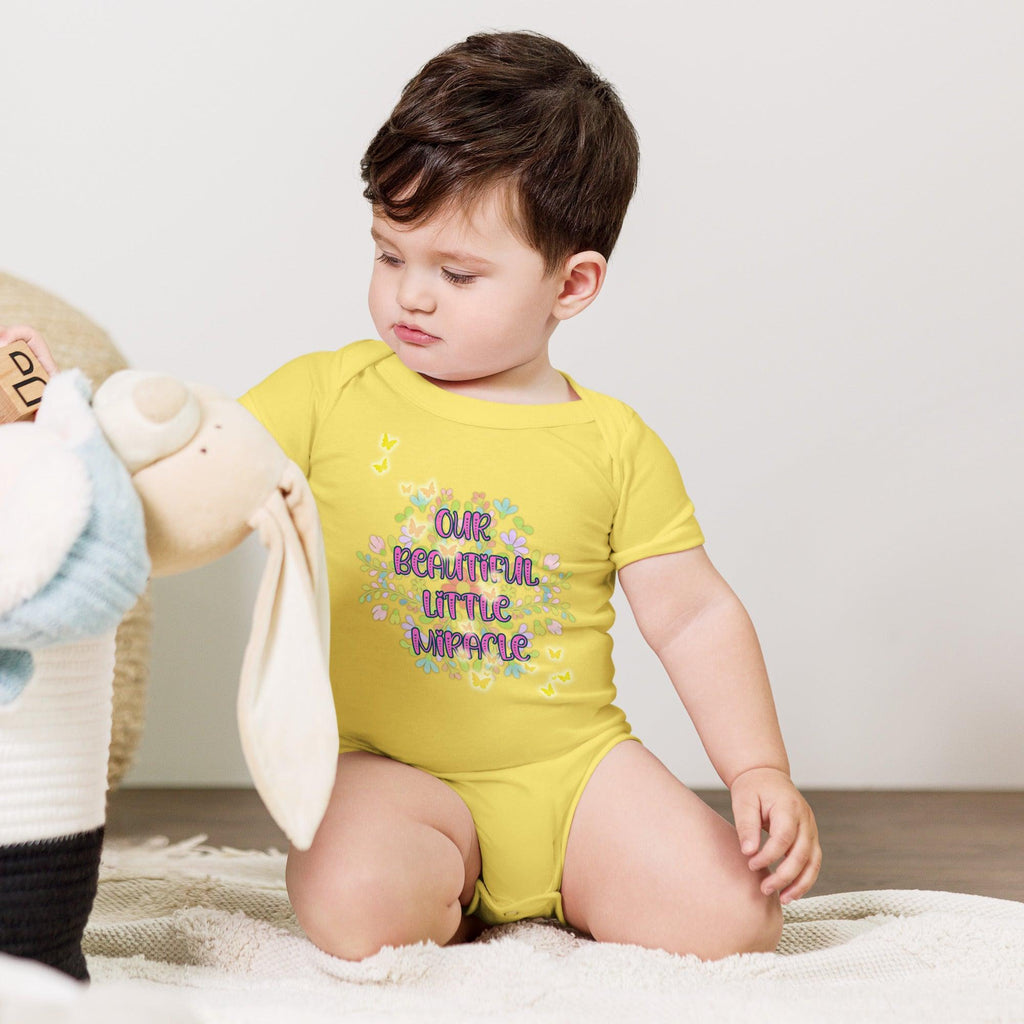 baby-short-sleeve-one-piece-yellow-front-69feb0d463917 - Sweet Talks Tees
