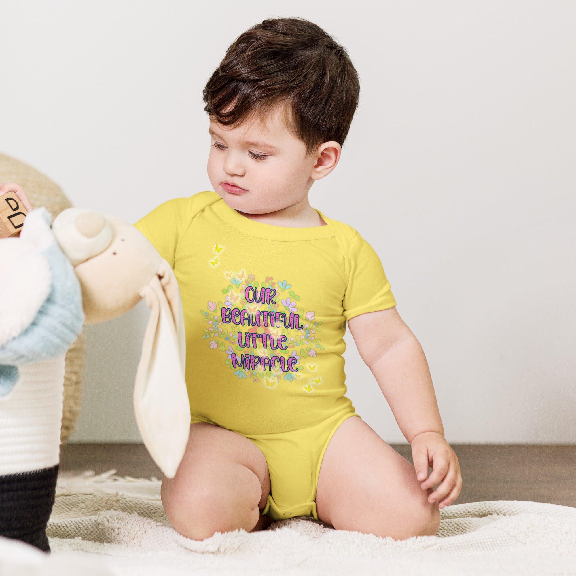 baby-short-sleeve-one-piece-yellow-front-69feb0d463917 - Sweet Talks Tees