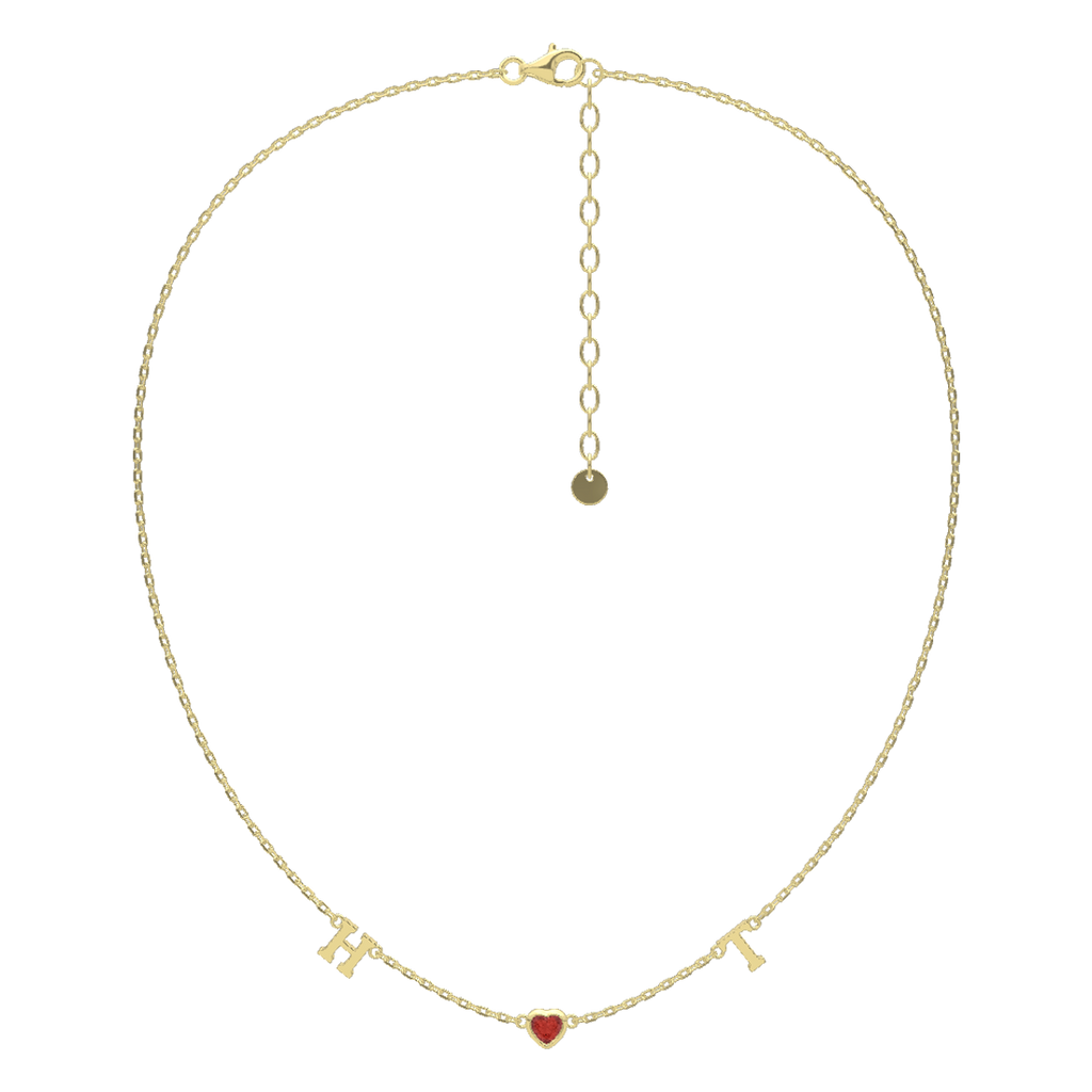 18K Gold Plated July HeartLink Birthstone Necklace SN022BR OPJ Studio
