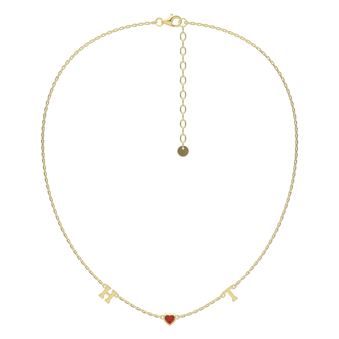 18K Gold Plated July HeartLink Birthstone Necklace SN022BR OPJ Studio