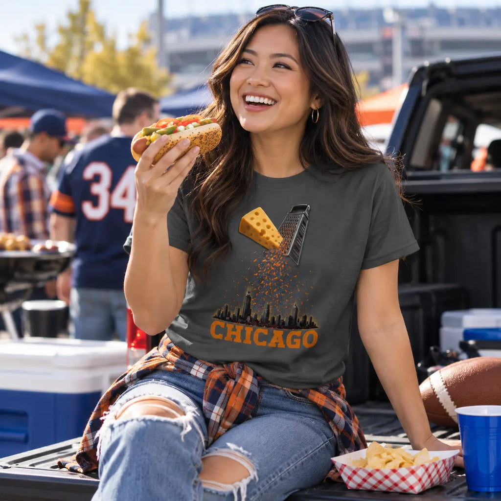 Chicago Grate City Football Tee with Windy City Skyline Sweet Talks Tees