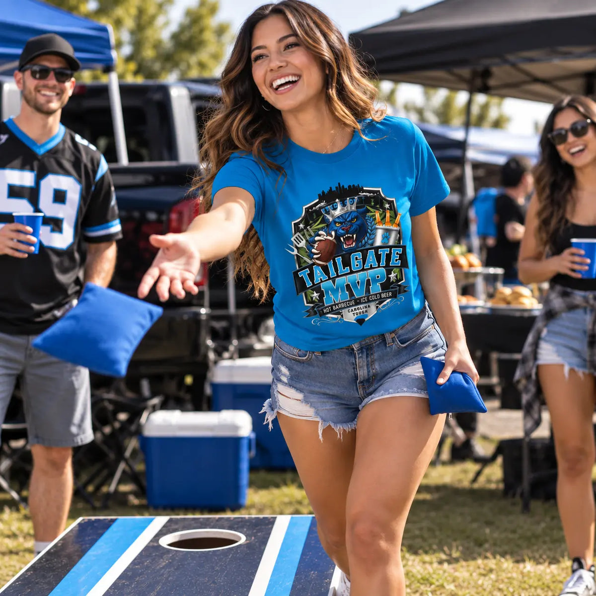 Carolina Tailgate MVP Football Tee | Panther Country Game Day Shirt | Carolina Football Fan Apparel Sweet Talks Tees