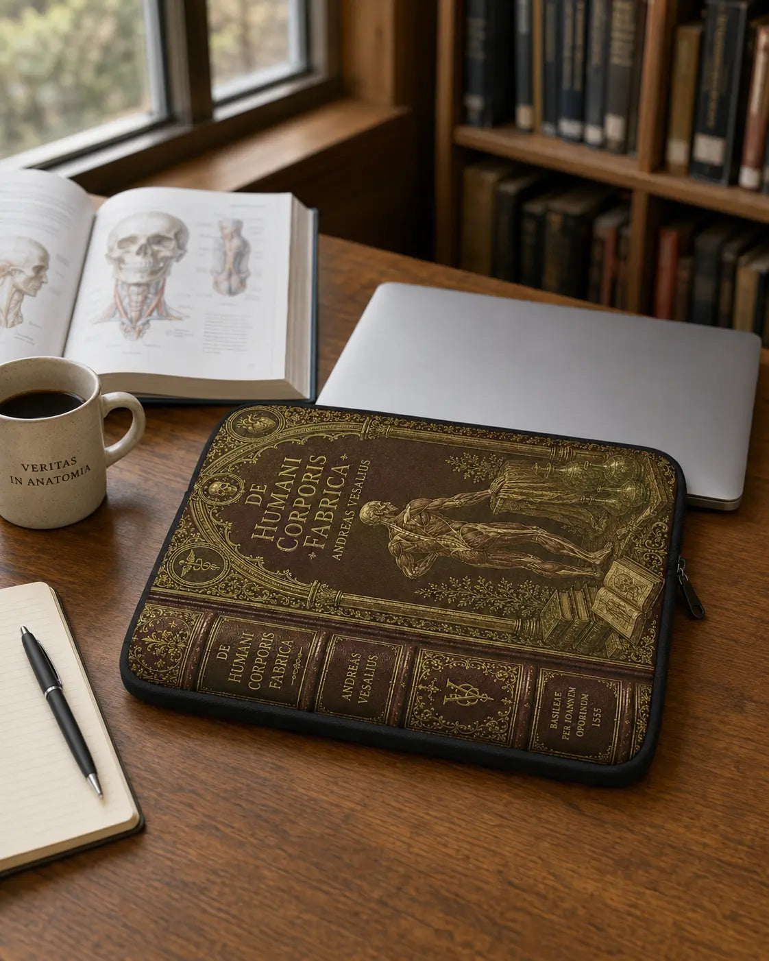 De Humani Corporis Fabrica Laptop Sleeve | Vintage Anatomy Book Cover Case Sweet Talks Tees