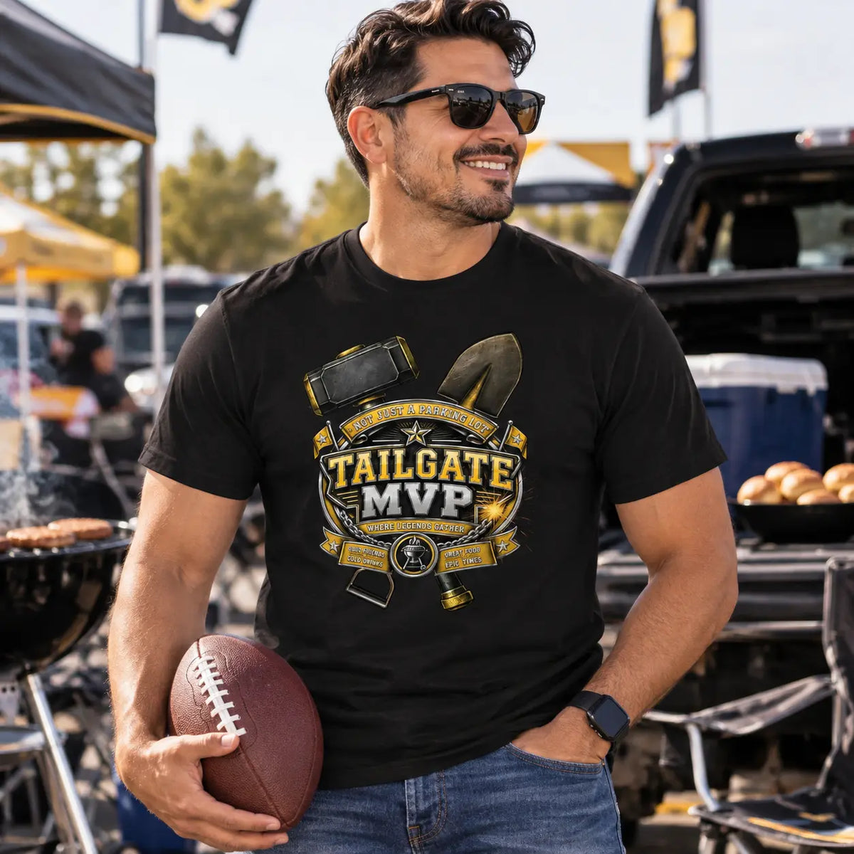 Steel City Tailgate MVP Tee | Black & Gold Pittsburgh Football Shirt Sweet Talks Tees