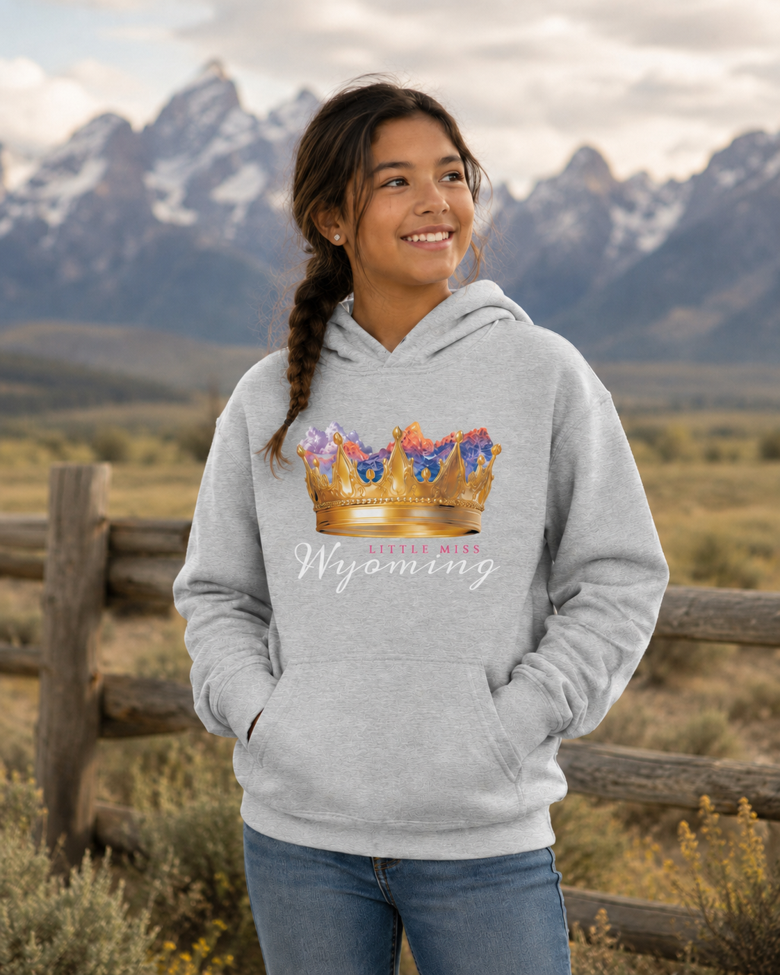 Little Miss Wyoming Personalized Prairie Princess Youth Hoodie Sweet Talks Tees