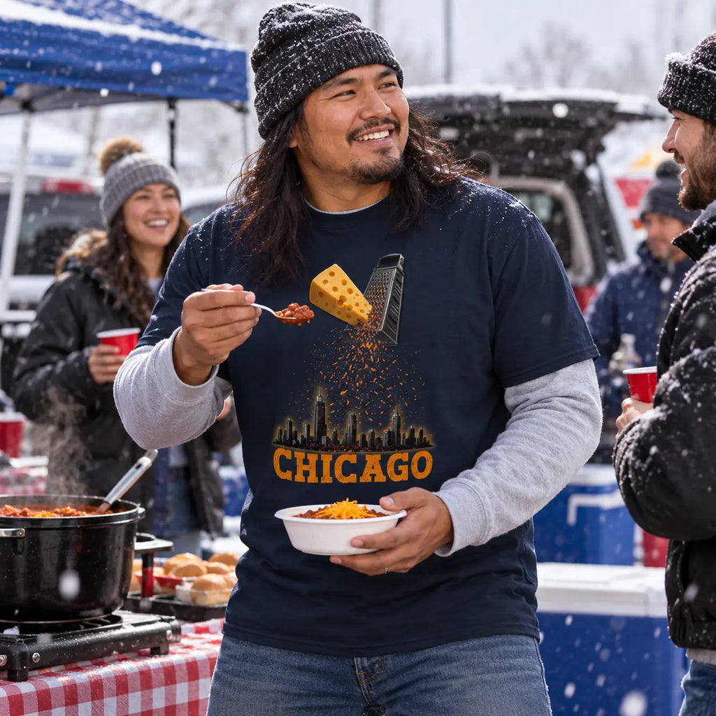Chicago Grate City Football Tee with Windy City Skyline Sweet Talks Tees