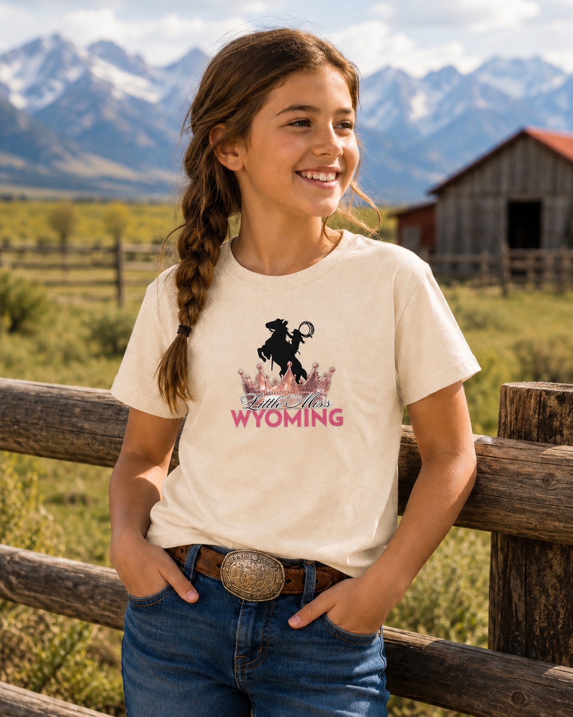 Little Miss Wyoming Personalized Rodeo Crown Youth Tee Sweet Talks Tees
