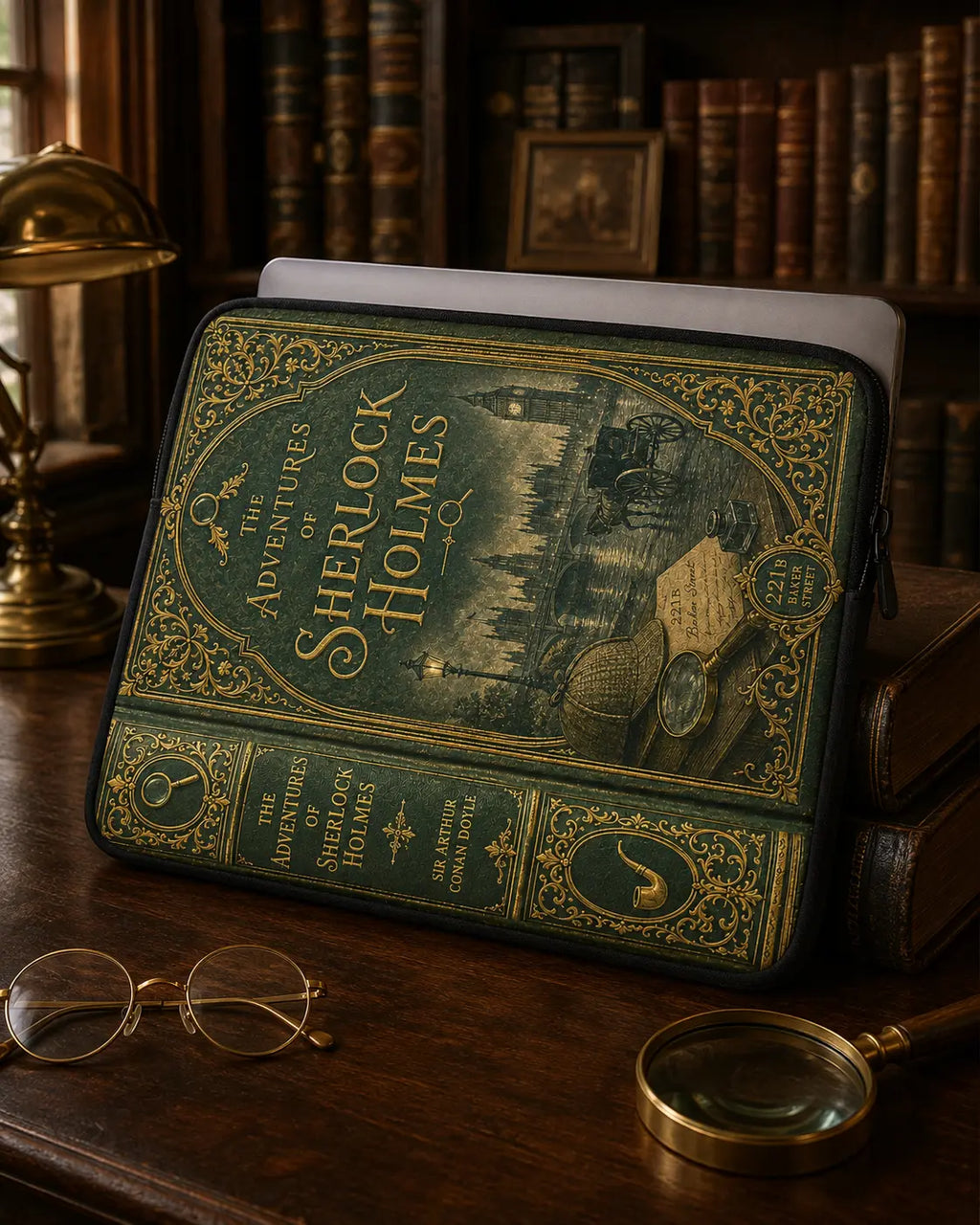 The Adventures of Sherlock Holmes Laptop Sleeve | Vintage Literary Book Cover Case Sweet Talks Tees