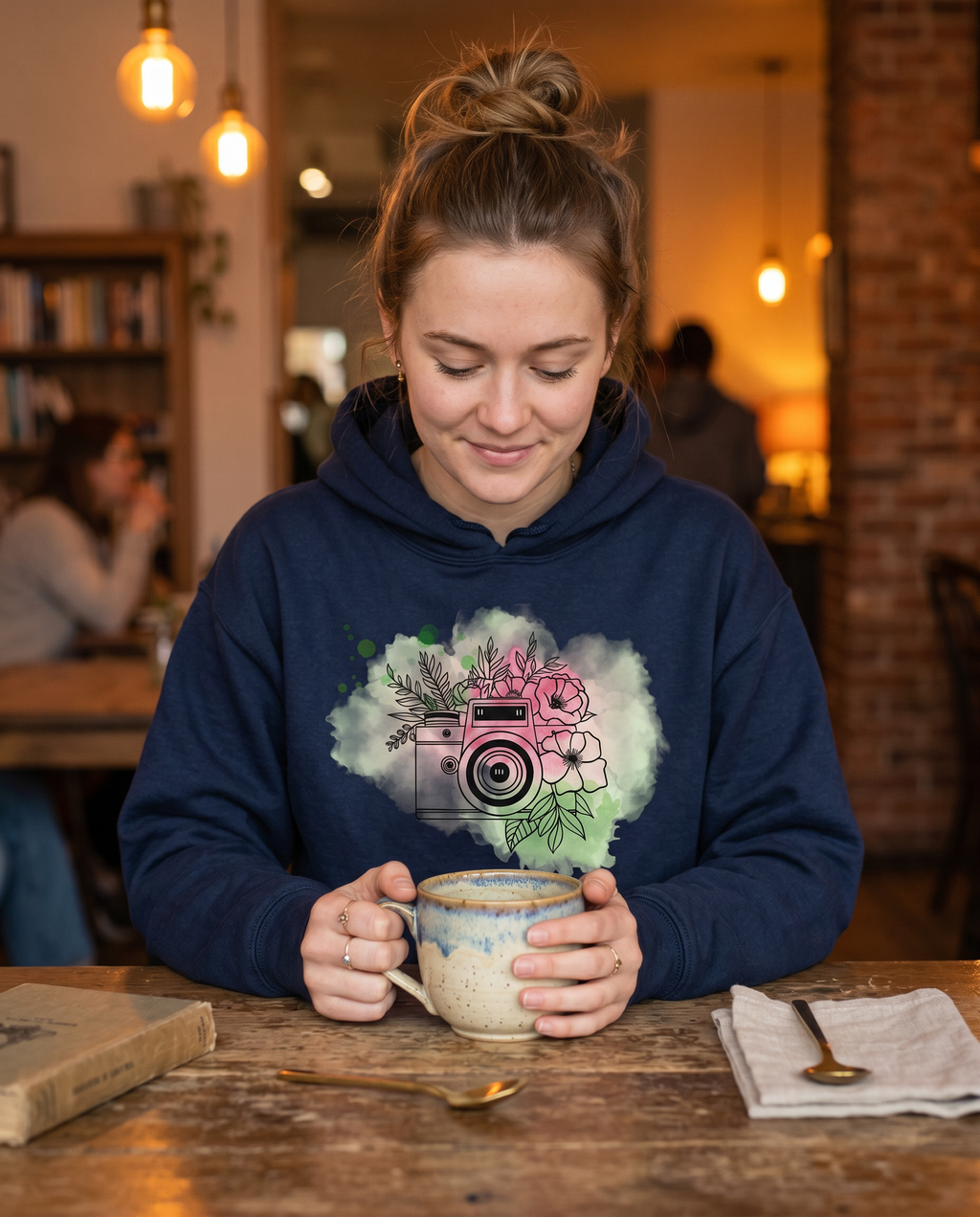 Floral Camera Photographer Aesthetic Hoodie - Vintage Camera Sweatshirt