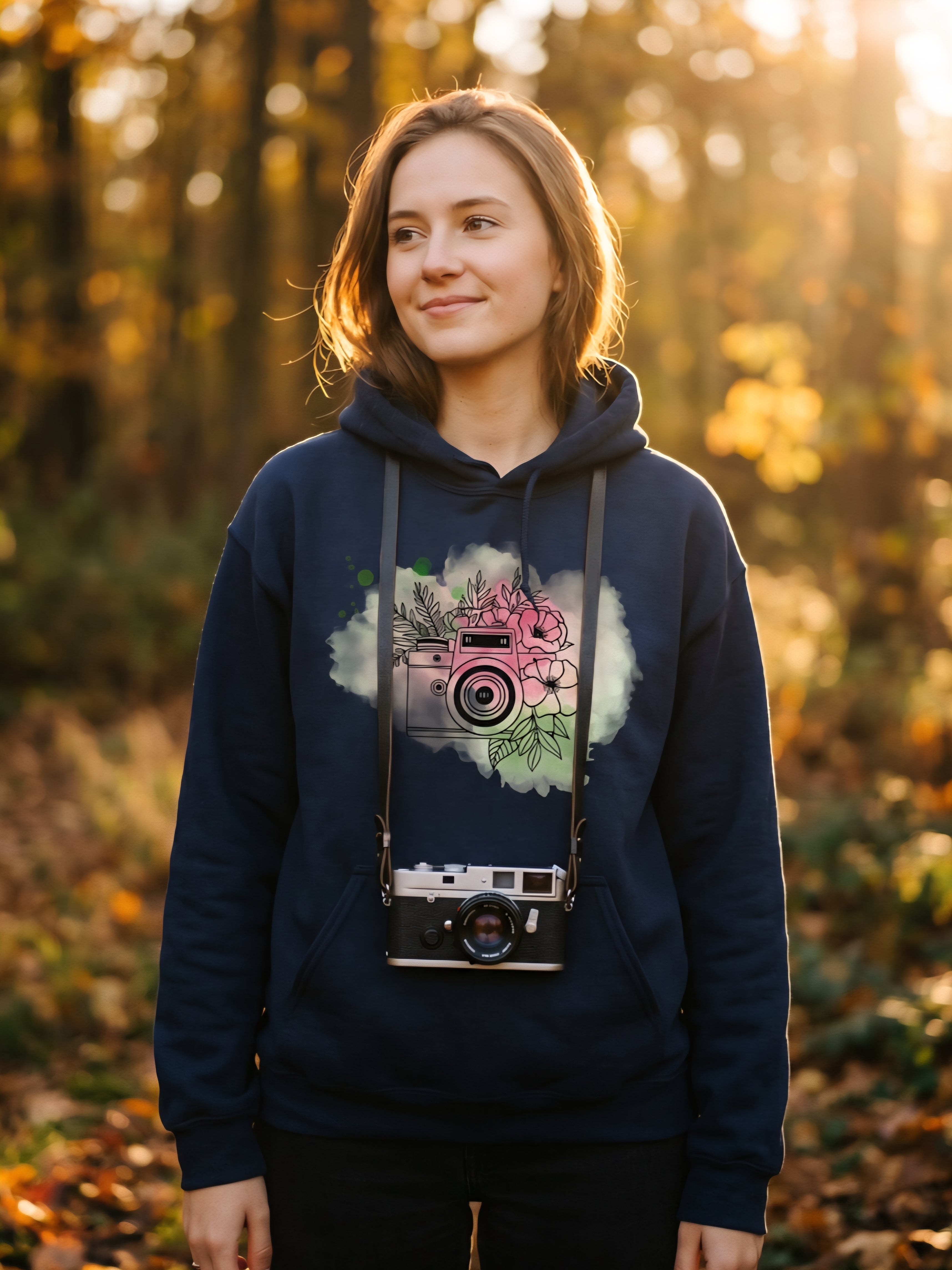 Floral Camera Photographer Aesthetic Hoodie - Vintage Camera Sweatshirt