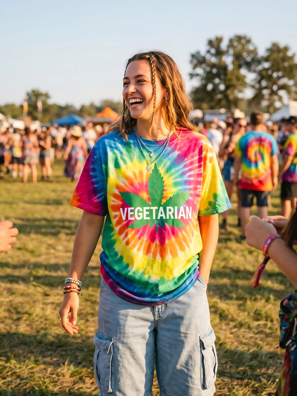Vegetarian Tie-Dye Oversized Unisex Tee