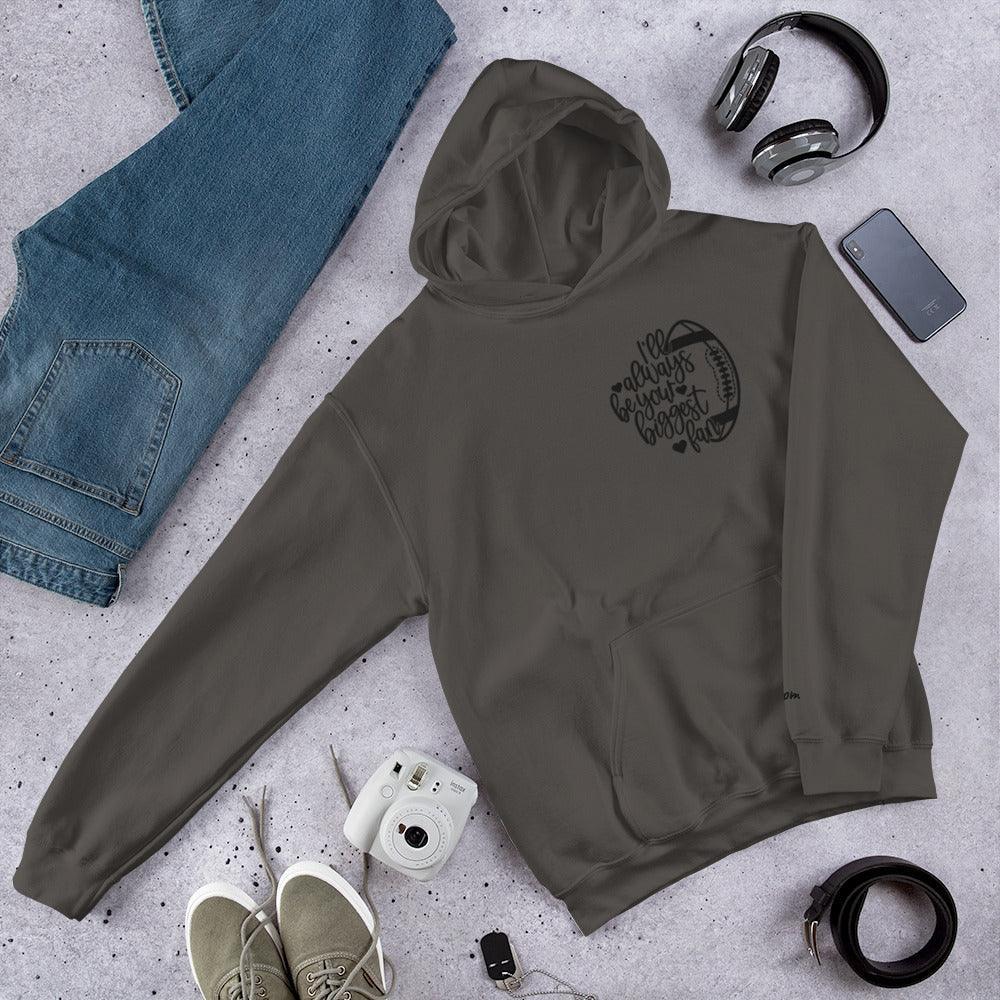 Gray Football Mom Heart Hoodie with Front Pocket