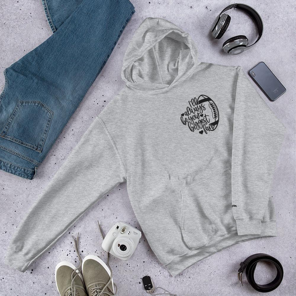 Gray football mom heart hoodie with embroidery