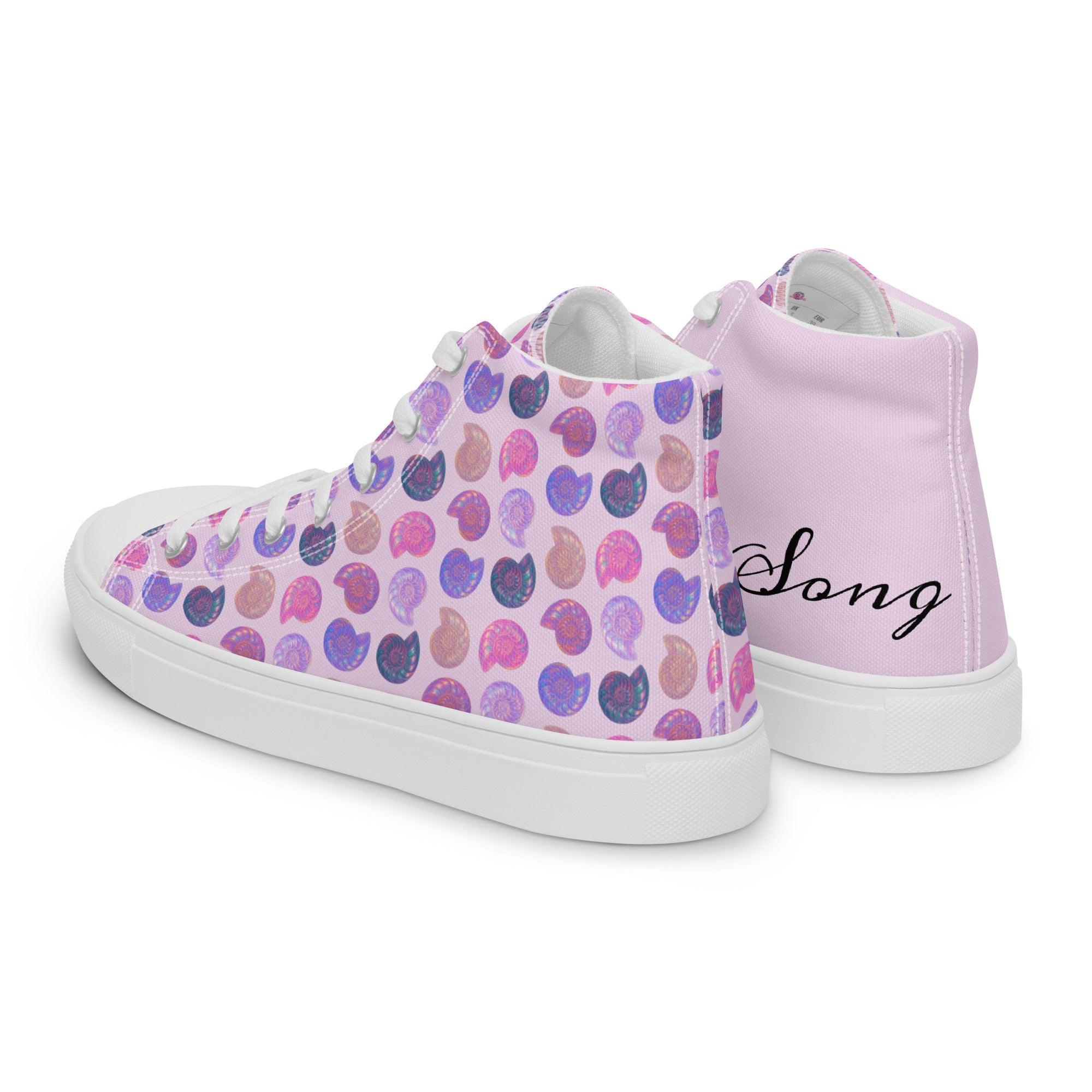 womens-high-top-canvas-shoes-white-left-back-69fdd621b4a34 - Sweet Talks Tees