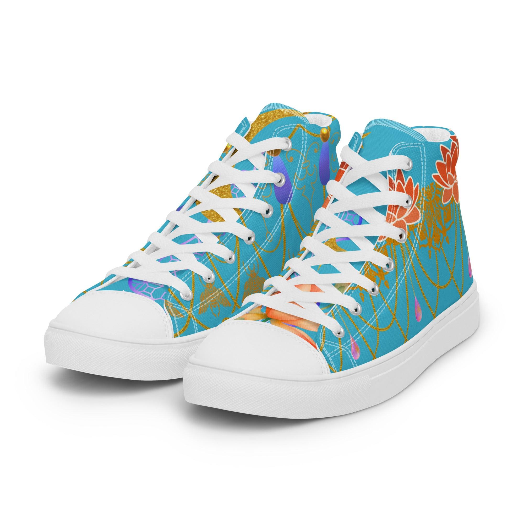 womens-high-top-canvas-shoes-white-left-front-69fa9bba4db0d - Sweet Talks Tees
