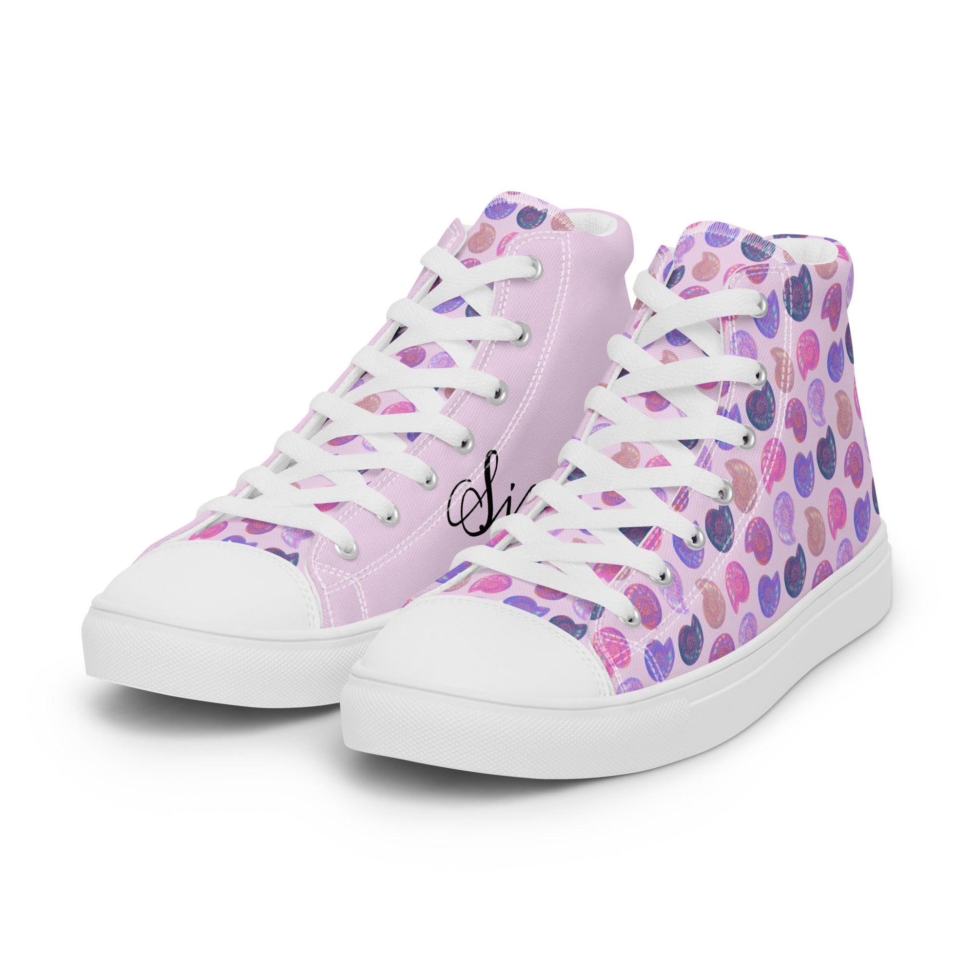 womens-high-top-canvas-shoes-white-left-front-69fdd621b4eee - Sweet Talks Tees