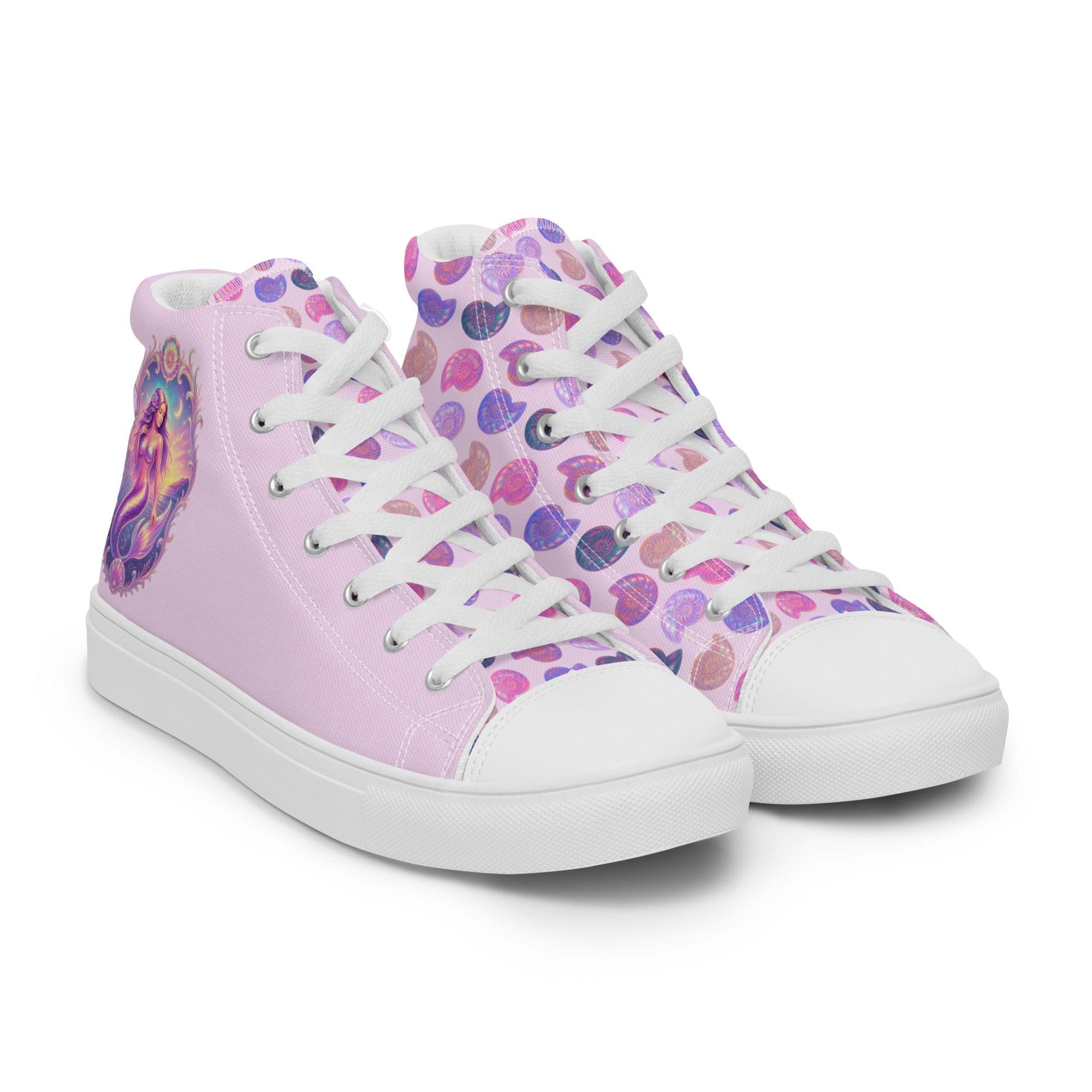 womens-high-top-canvas-shoes-white-right-front-69fdd621b5e5d - Sweet Talks Tees
