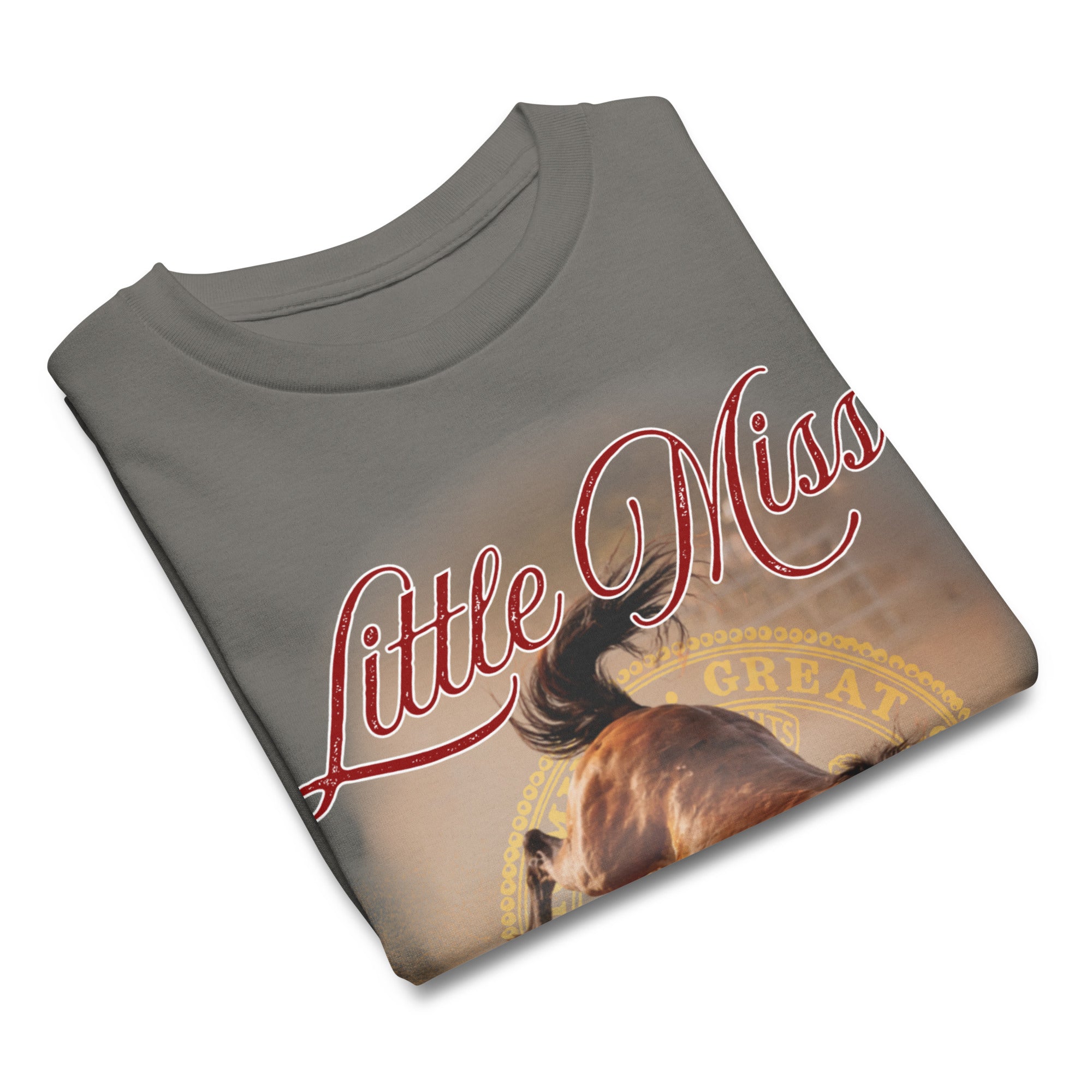 kids western shirt with cowgirl illustration and vintage style