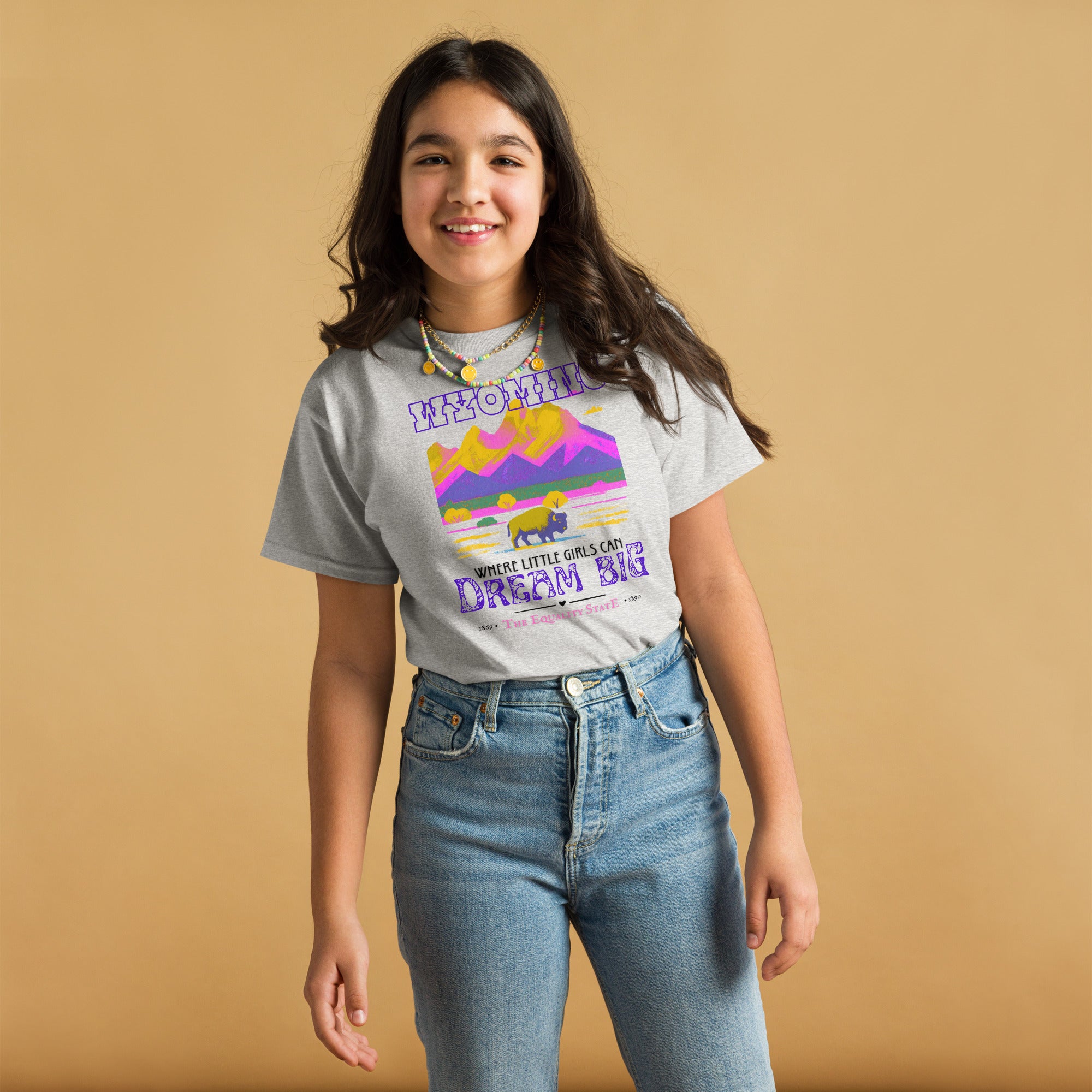 western style youth t shirt with bright retro colors